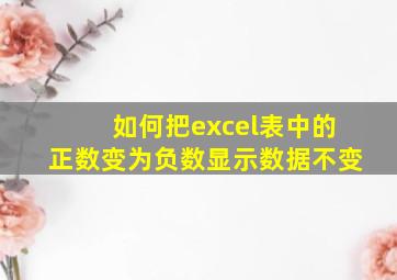 如何把excel表中的正数变为负数显示数据不变