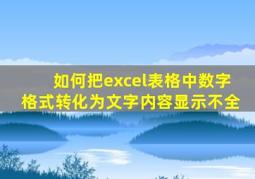 如何把excel表格中数字格式转化为文字内容显示不全