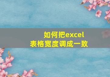 如何把excel表格宽度调成一致