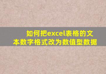 如何把excel表格的文本数字格式改为数值型数据