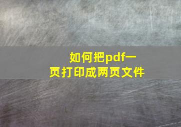 如何把pdf一页打印成两页文件