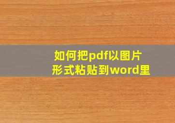 如何把pdf以图片形式粘贴到word里