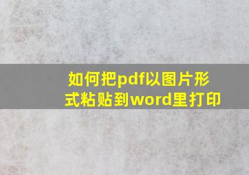 如何把pdf以图片形式粘贴到word里打印