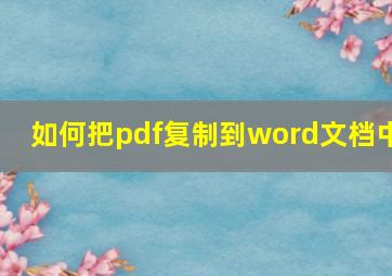 如何把pdf复制到word文档中