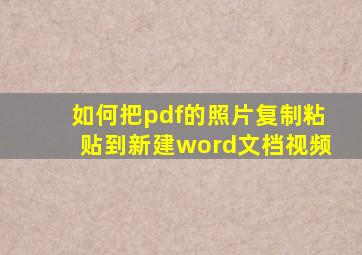 如何把pdf的照片复制粘贴到新建word文档视频