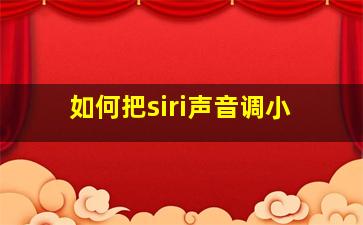 如何把siri声音调小