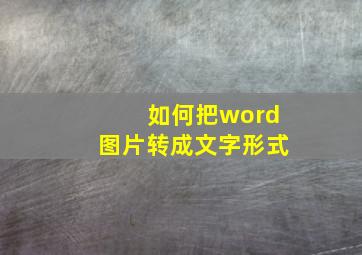 如何把word图片转成文字形式