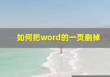 如何把word的一页删掉