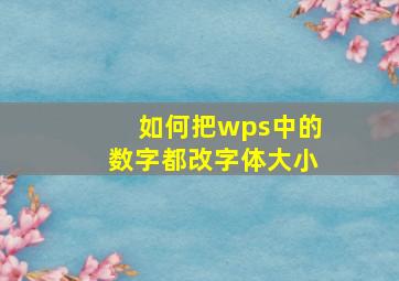 如何把wps中的数字都改字体大小