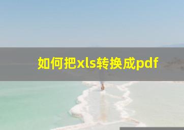 如何把xls转换成pdf