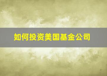 如何投资美国基金公司