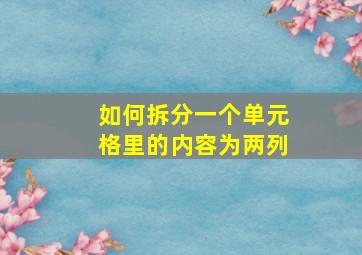 如何拆分一个单元格里的内容为两列