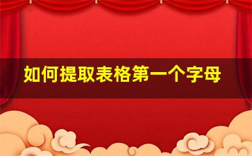 如何提取表格第一个字母