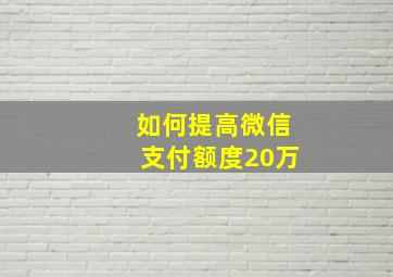 如何提高微信支付额度20万