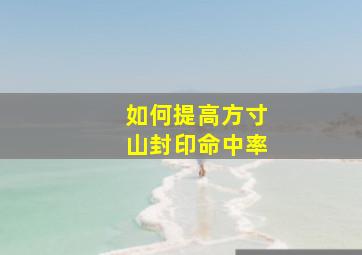 如何提高方寸山封印命中率