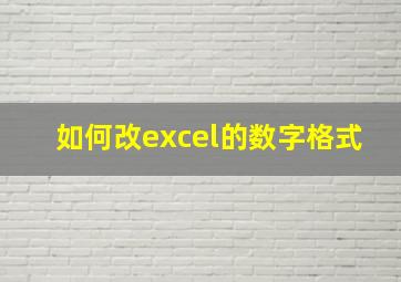 如何改excel的数字格式