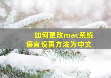 如何更改mac系统语言设置方法为中文