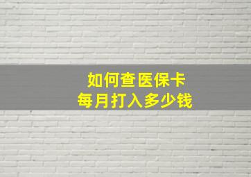 如何查医保卡每月打入多少钱