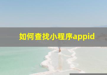 如何查找小程序appid