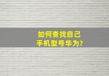 如何查找自己手机型号华为?