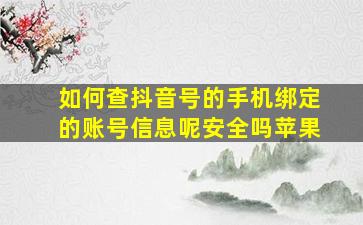 如何查抖音号的手机绑定的账号信息呢安全吗苹果