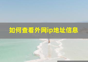 如何查看外网ip地址信息