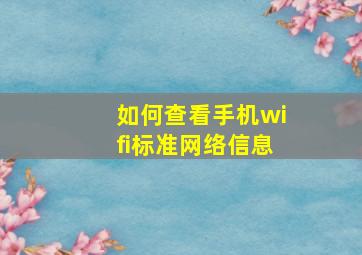 如何查看手机wifi标准网络信息