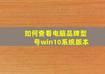 如何查看电脑品牌型号win10系统版本