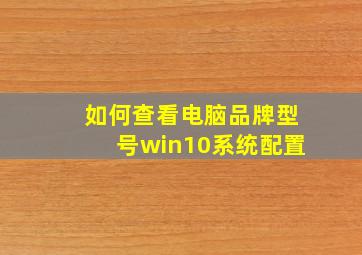 如何查看电脑品牌型号win10系统配置