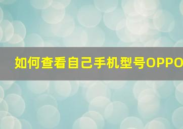 如何查看自己手机型号OPPO