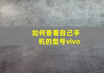 如何查看自己手机的型号vivo