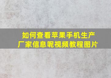 如何查看苹果手机生产厂家信息呢视频教程图片