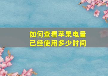 如何查看苹果电量已经使用多少时间