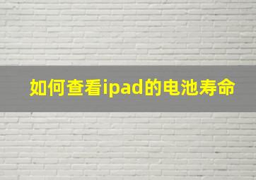 如何查看ipad的电池寿命