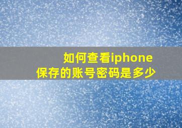 如何查看iphone保存的账号密码是多少