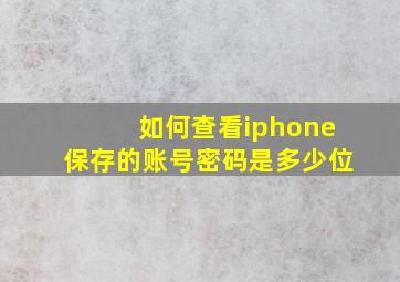 如何查看iphone保存的账号密码是多少位