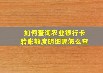 如何查询农业银行卡转账额度明细呢怎么查