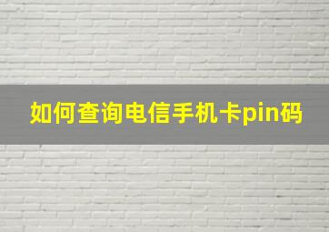 如何查询电信手机卡pin码