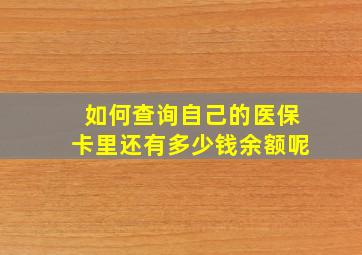 如何查询自己的医保卡里还有多少钱余额呢