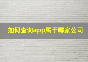 如何查询app属于哪家公司