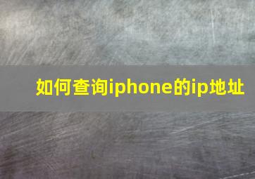 如何查询iphone的ip地址