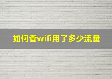 如何查wifi用了多少流量