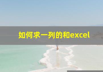 如何求一列的和excel