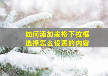 如何添加表格下拉框选择怎么设置的内容