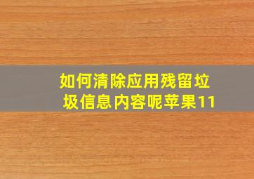 如何清除应用残留垃圾信息内容呢苹果11