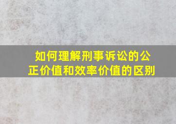 如何理解刑事诉讼的公正价值和效率价值的区别