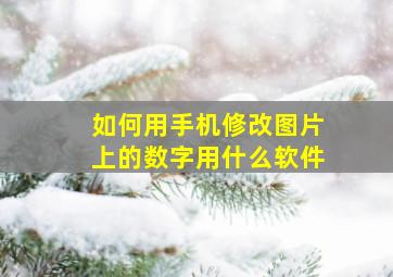 如何用手机修改图片上的数字用什么软件