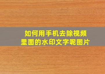 如何用手机去除视频里面的水印文字呢图片