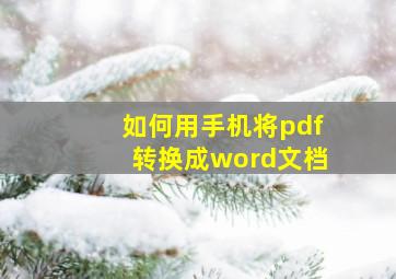 如何用手机将pdf转换成word文档