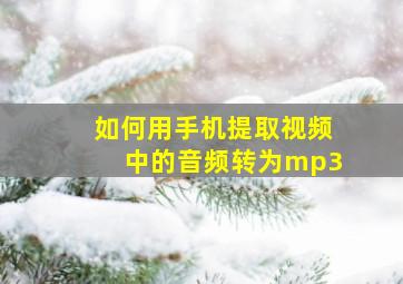 如何用手机提取视频中的音频转为mp3